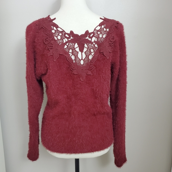 BKE Fuzzy Crochet Detail Sweater - Picture 4 of 10